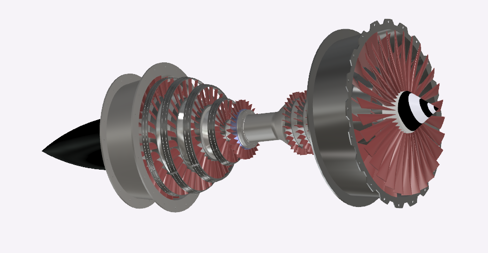 Turbo Fan Jet Engine涡轮风扇喷气发动机3D图纸 INVENTOR设计